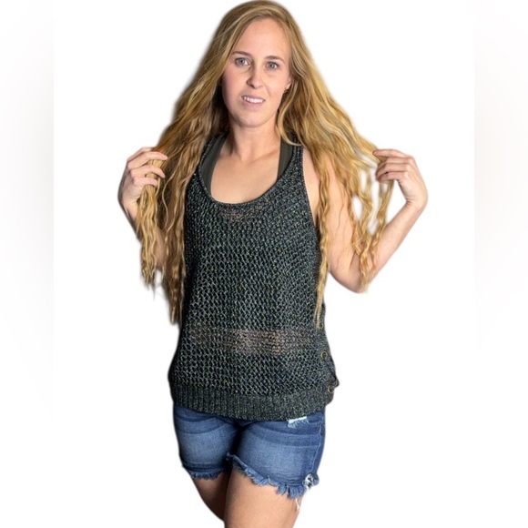 Guess Tops - Guess Black Crochet Knit Tank Top